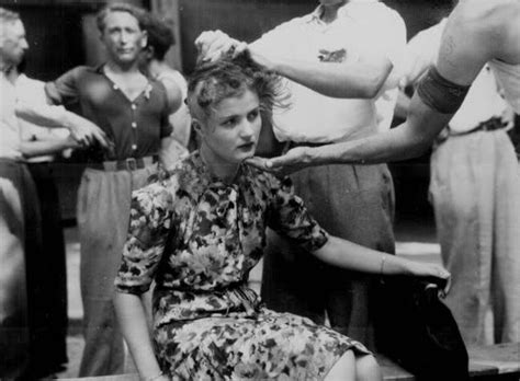 shaving head punishment|french women head shaved 1945.